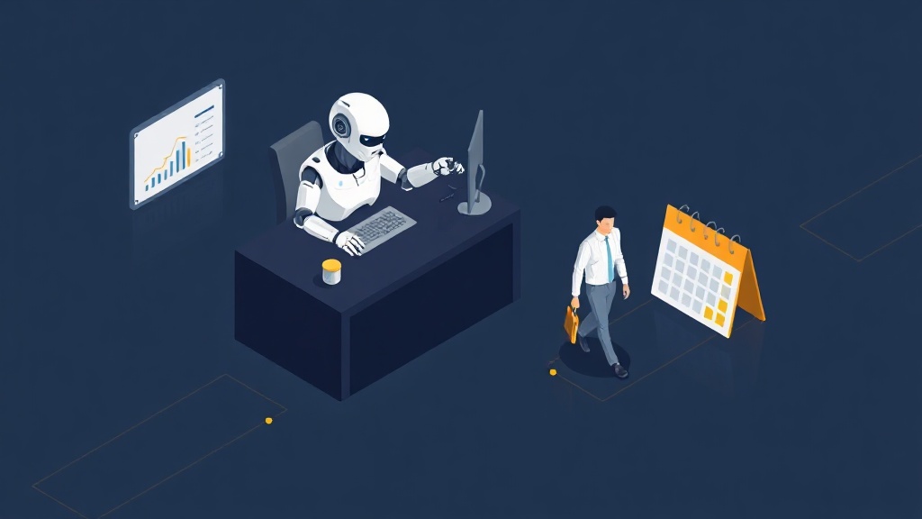 Isometric illustration of an AI manager firing a human employee