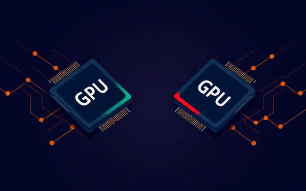 Nvidia B200 and AMD MI350 GPU chips comparison illustration