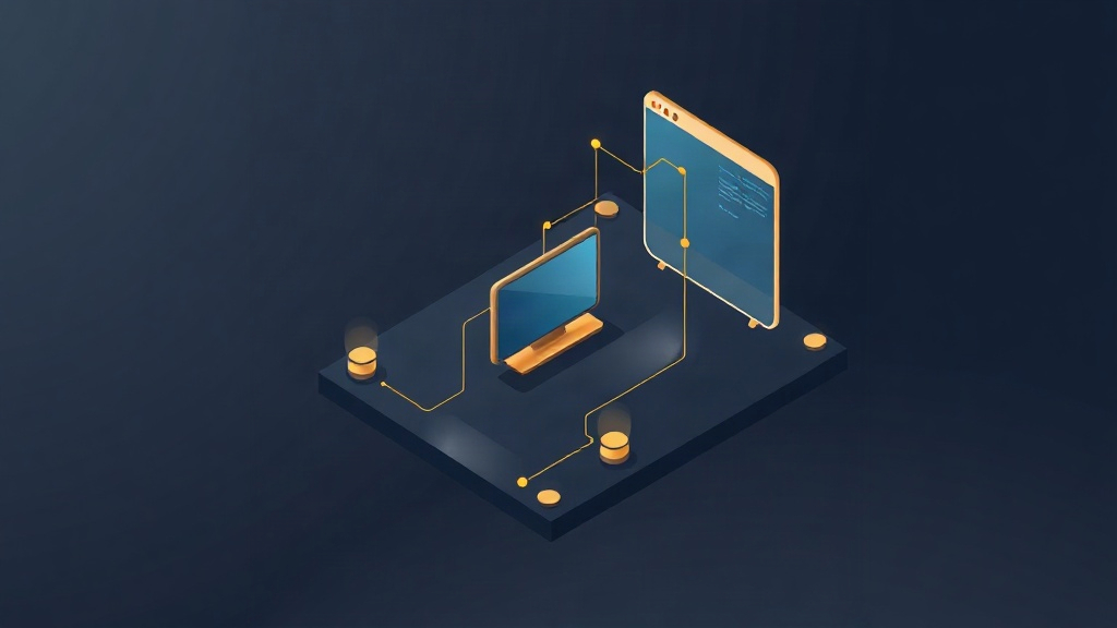 Isometric illustration of a shield protecting a network from ransomware on dark navy background with gold accents.
