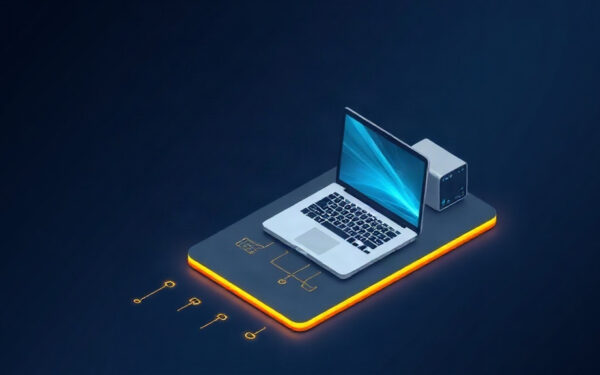 Isometric illustration of a shield protecting a cloud server from phishing attacks.