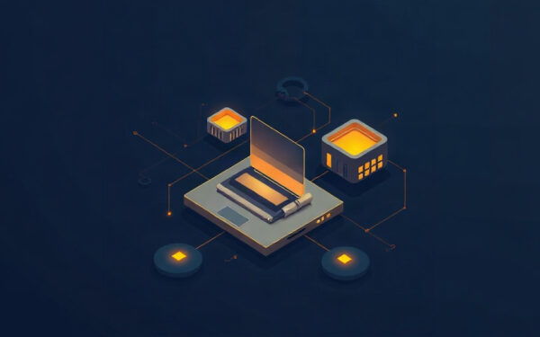 Isometric illustration of code execution in Microsoft 365 with Copilot Managed Runtime.